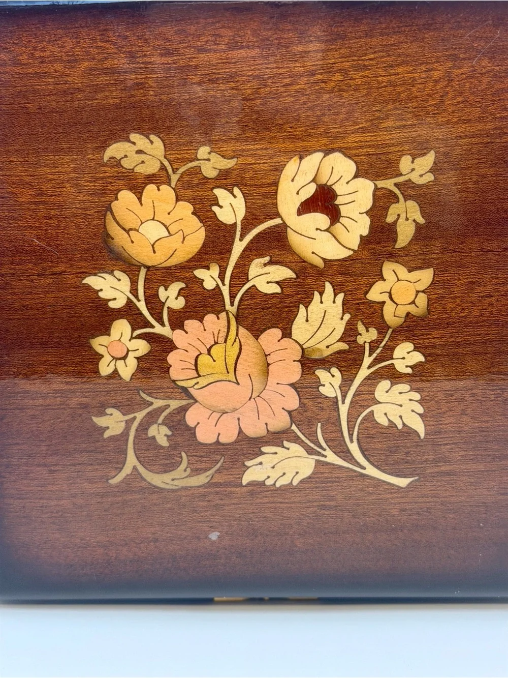 Vintage Italian Inlaid Wood Jewelry Box Floral Marquetry (For Repair / As-Is)